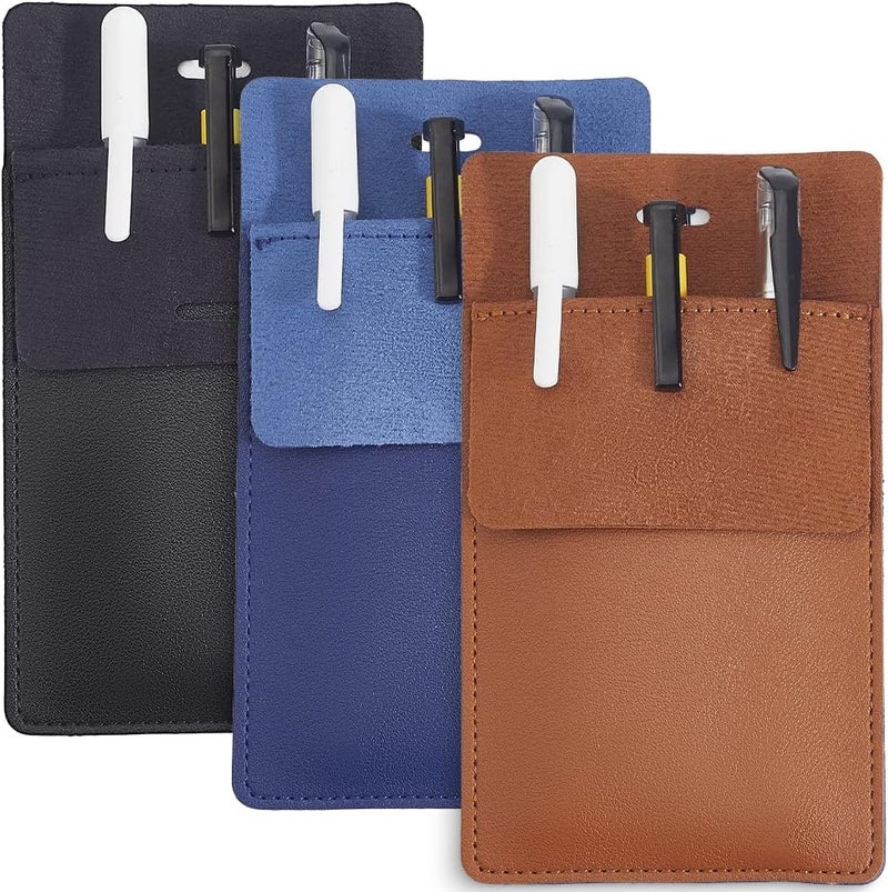 CALFOVERA 3PCS 3 Colors PU Leather Pocket Protector Pen Pouch Holder Durable Tool Organizer Multipurpose Heavy Duty Pencil Pocket Protector for Pointers Shirt Lab Coats Backpacks - Image 1